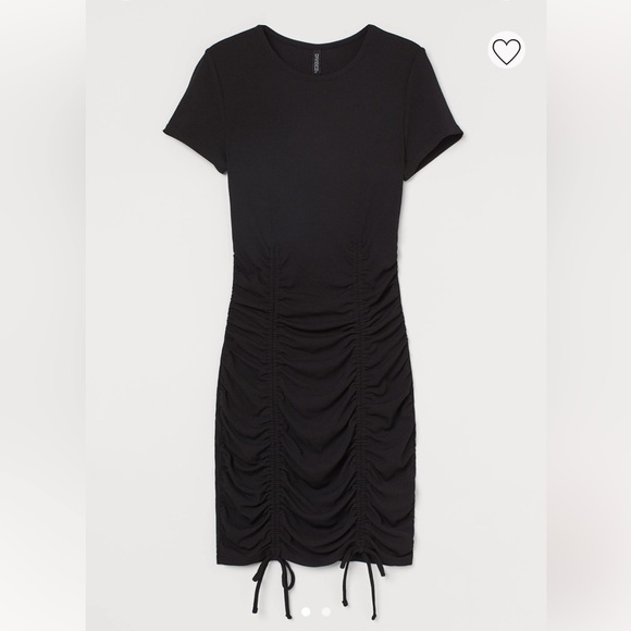 Black Drawstring Gathered Mini Dress - Picture 1 of 1